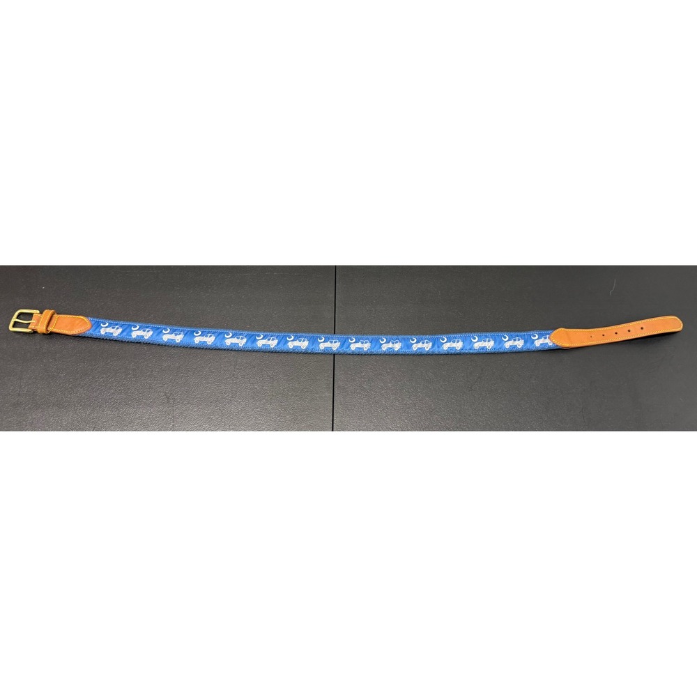 Simply Southern Blue Ribbon Belt Jeep Crescent Moon Leather Canvas Mens 34